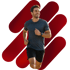 Regenerative sports medicine patient runs while tracking progress with smartwatch.