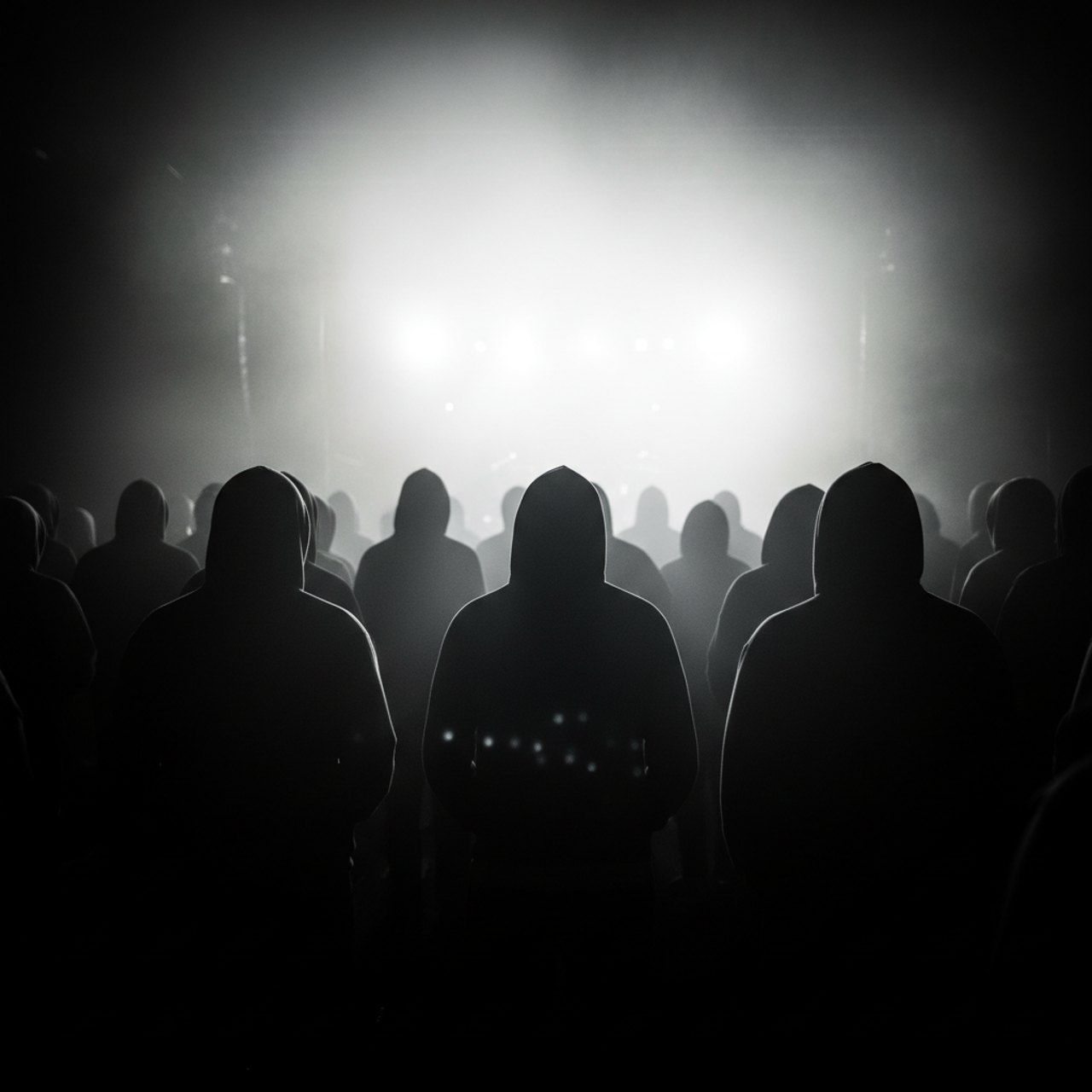 Crowd von hinten im Spotlight