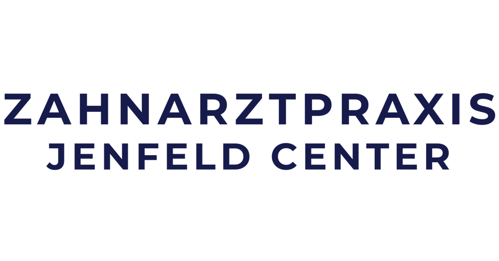 Zahnarztpraxis Jenfeld Center Logo auf dunkelgrünem Hintergrund.