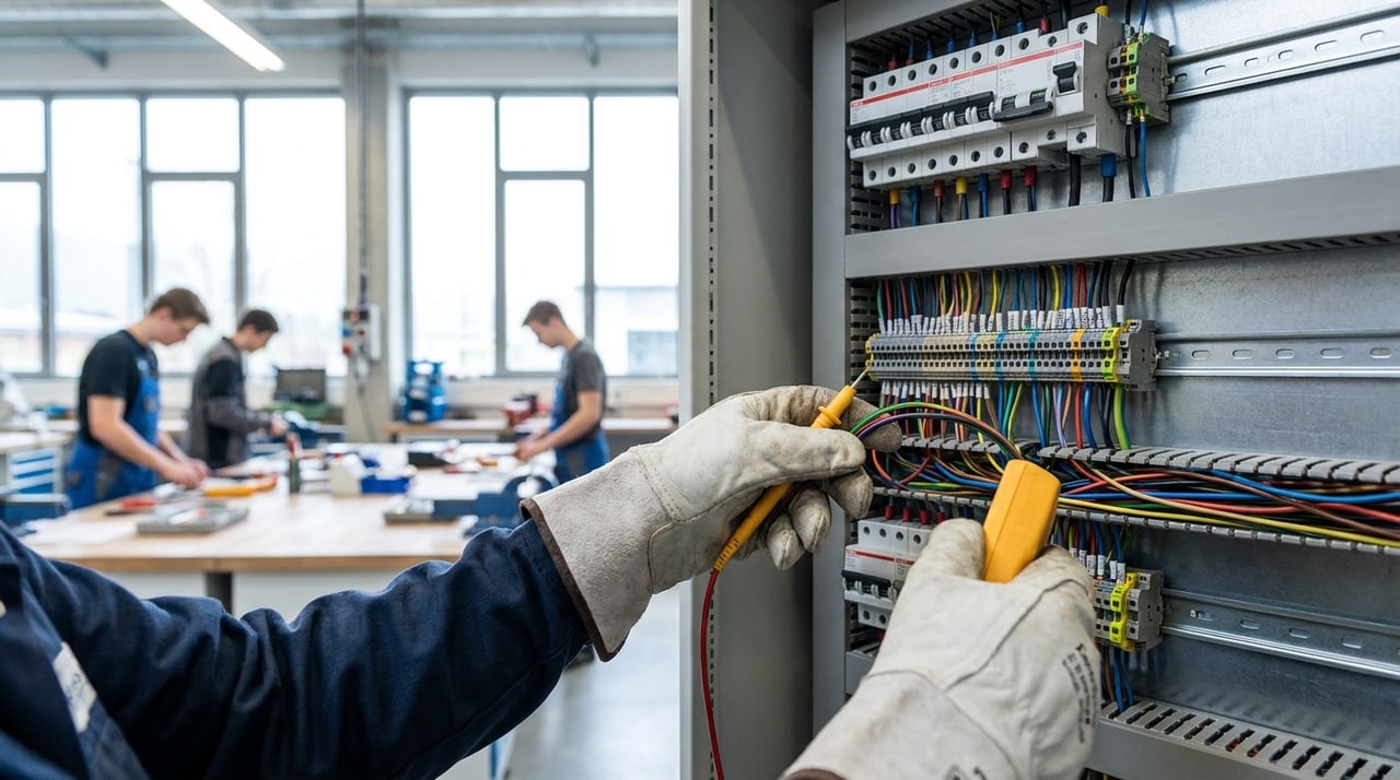 Praktische Sicherheitsprüfung an einem elektrischen Betriebsmittel