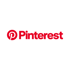 Pinterest-Logo mit rotem "P" in einem Kreis und rotem Text "Pinterest" auf weißem Hintergrund.