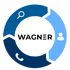 Kreisförmiges Diagramm mit dem WAGNER-Logo in der Mitte und Symbolen für Suche, Person und Telefon.