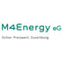 M4Energy eG Logo in Dunkelgrün mit dem Slogan "Sicher. Preiswert. Zuverlässig." in Grau.