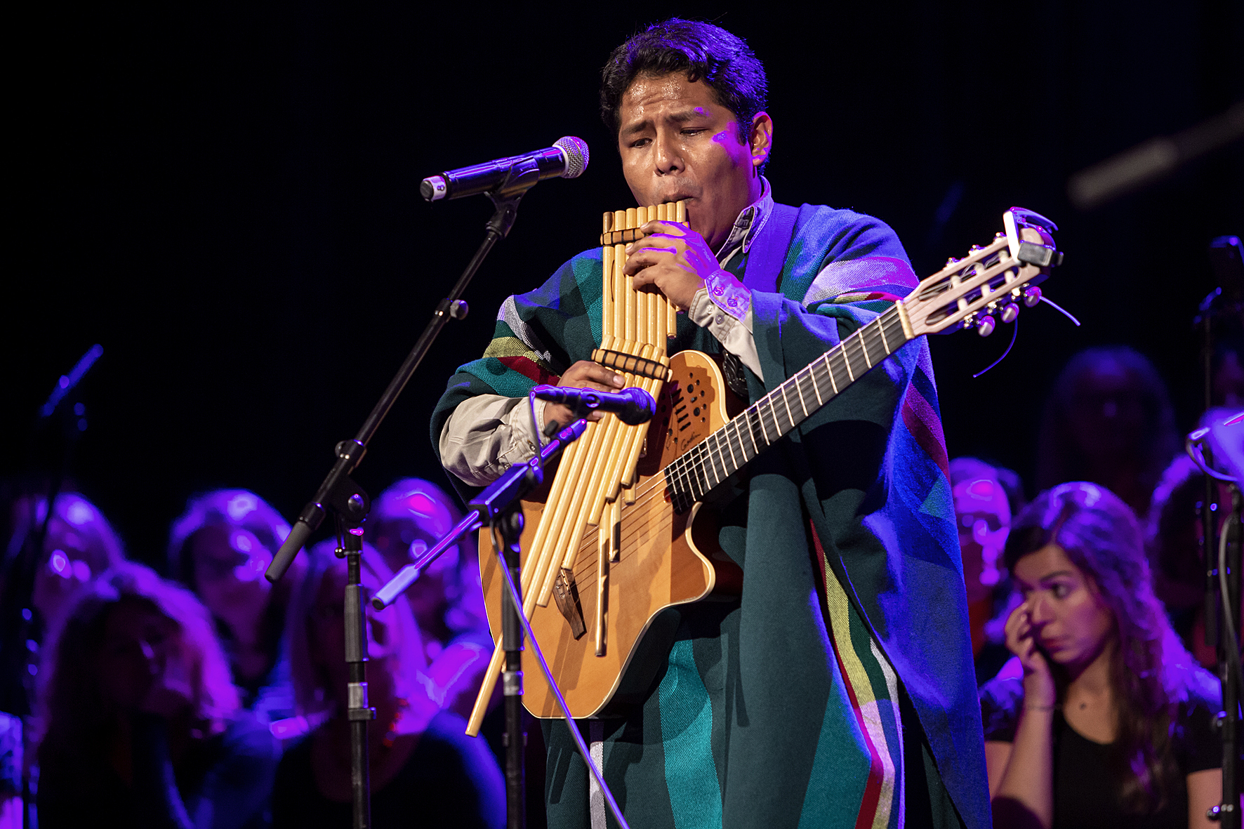 Sacambaya with Andean instruments in the Misa Criolla opening concert, Voices of Spirit 2018, Graz