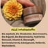 Hand hält eine Bienengift-Salbe neben einer gelben Blume; darunter Liste von Inhaltsstoffen.