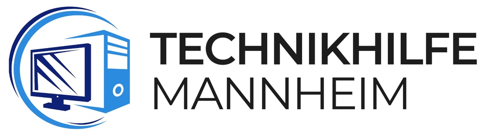 Logo mit blauem Computermonitor und Tower in einem Kreis, daneben der Text "TECHNIKHILFE MANNHEIM".