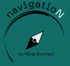 Schwarzer Kompass mit Nadel auf grünem Hintergrund, darüber der Schriftzug "navigation", darunter "by Ninja Borchert".