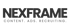 NEXTFRAME Logo mit Pfeil im E, und Text "CONTENT. ADS. RECRUITING."