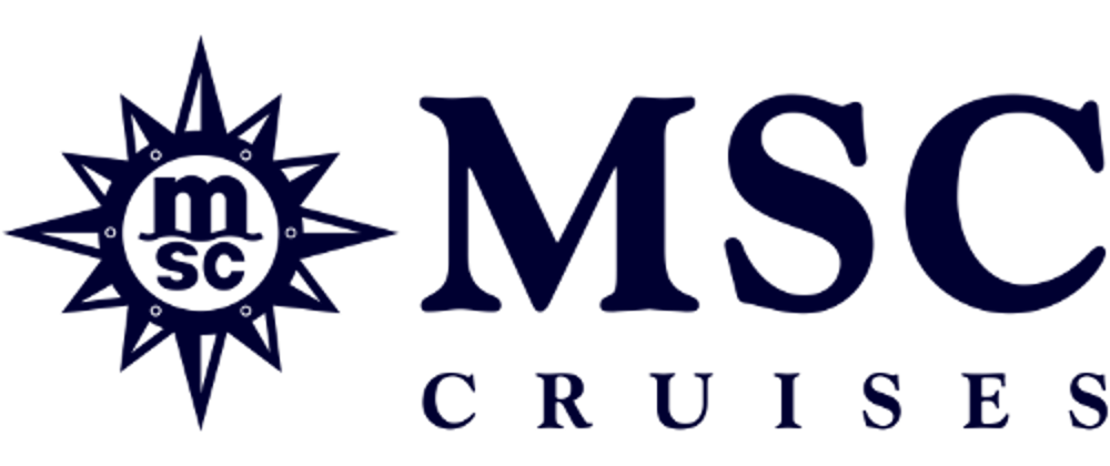 Dunkelblaues MSC Cruises Logo mit Kompassrose und „MSC“ in der Mitte.