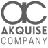 Graues Akquise Company Logo mit verschlungenen "AC" Initialen oben und "AKQUISE COMPANY" darunter auf dunkelgrünem Hintergrund.