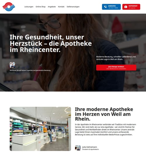 Webseite von Apotheke im Rheincenter