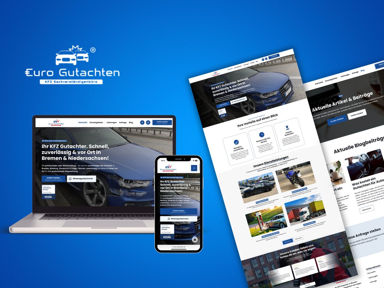 Euro Gutachten – KFZ Sachverständiger – Webdesign Referenz