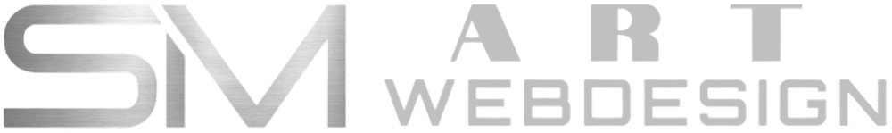 Text "SMART WEBDESIGN" in silberner Schrift auf grünem Hintergrund.