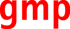 Das rote Wort „gmp“ auf dunkelgrünem Hintergrund.