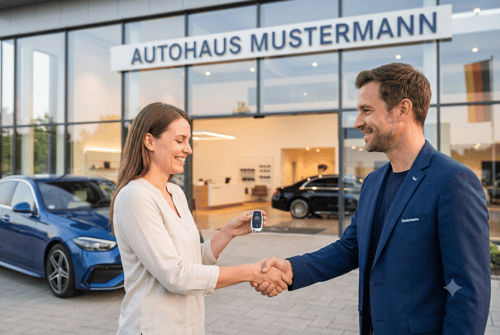 Schlüsselübergabe und Handschlag nach dem Ankauf