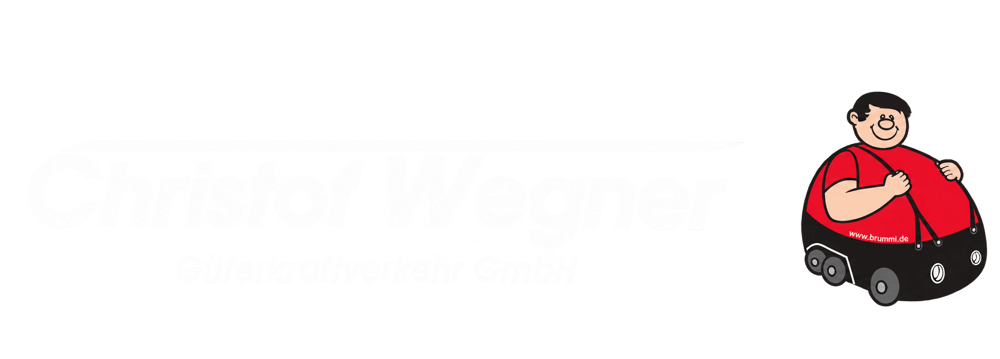 Christof Wegner Güterkraftverkehr GmbH Logo in Gelb auf dunklem Grün.