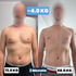 Mann vor und nach Gewichtsverlust von 4 kg in 2 Monaten, von 72,0 kg auf 68,0 kg.