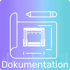 Blaupausen-Symbol mit einer Bühne und einem Stift, „Dokumentation“ darunter.