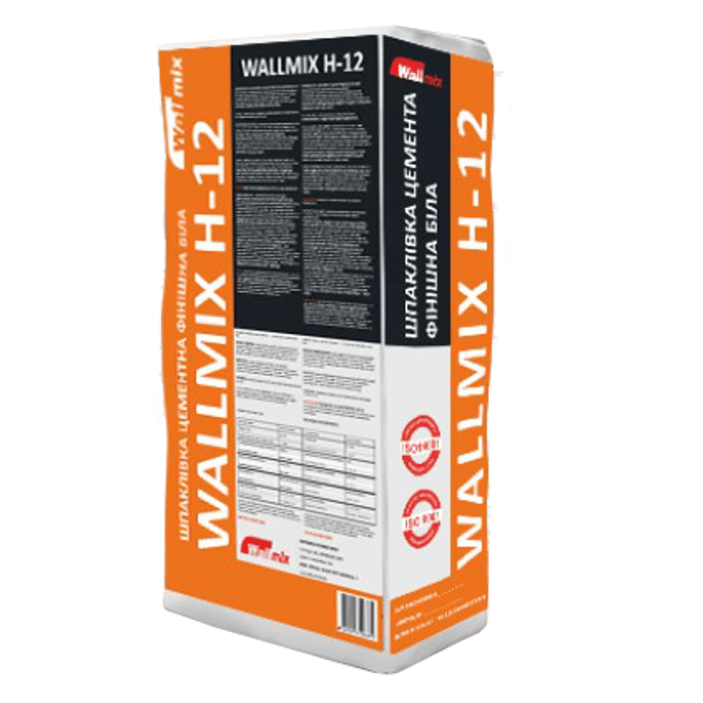 Упаковка цементної шпаклівки Wallmix H-12 фінішна біла.