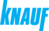 Blauer "KNAUF"-Schriftzug auf dunkelgrünem Hintergrund.