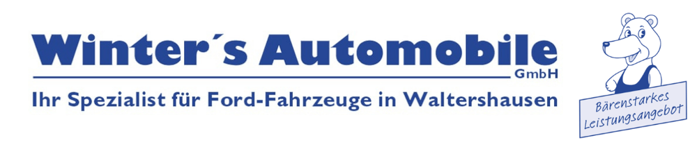 Logo von Winter's Automobile GmbH: "Ihr Spezialist für Ford-Fahrzeuge in Waltershausen."