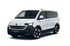 Weißer VW Caravelle PanAmericana von vorne rechts auf weißem Hintergrund.