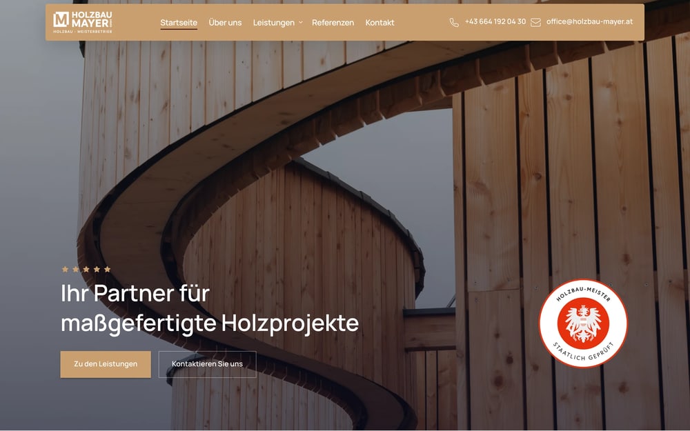 Website von Holzbau Mayer