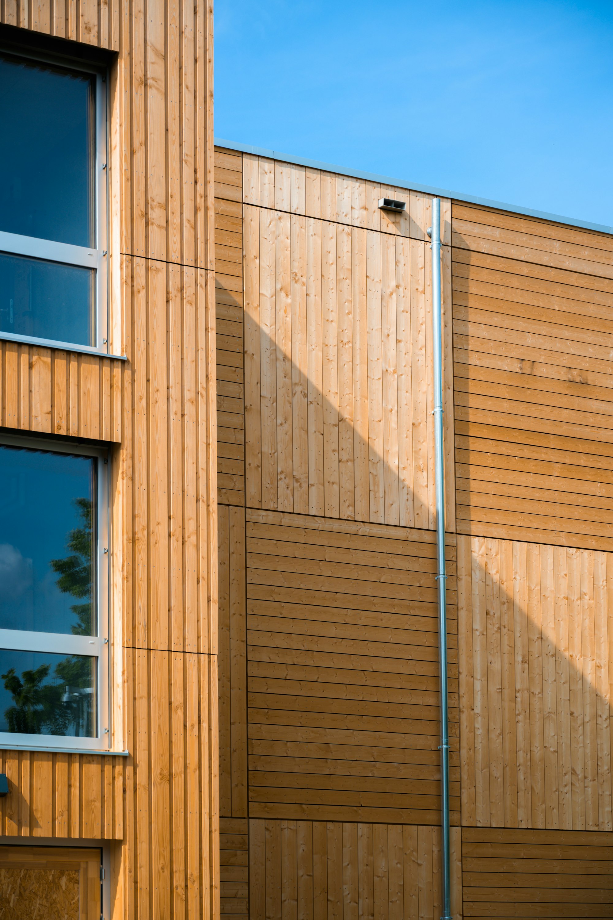 Détail d'un revêtement extérieur en bois