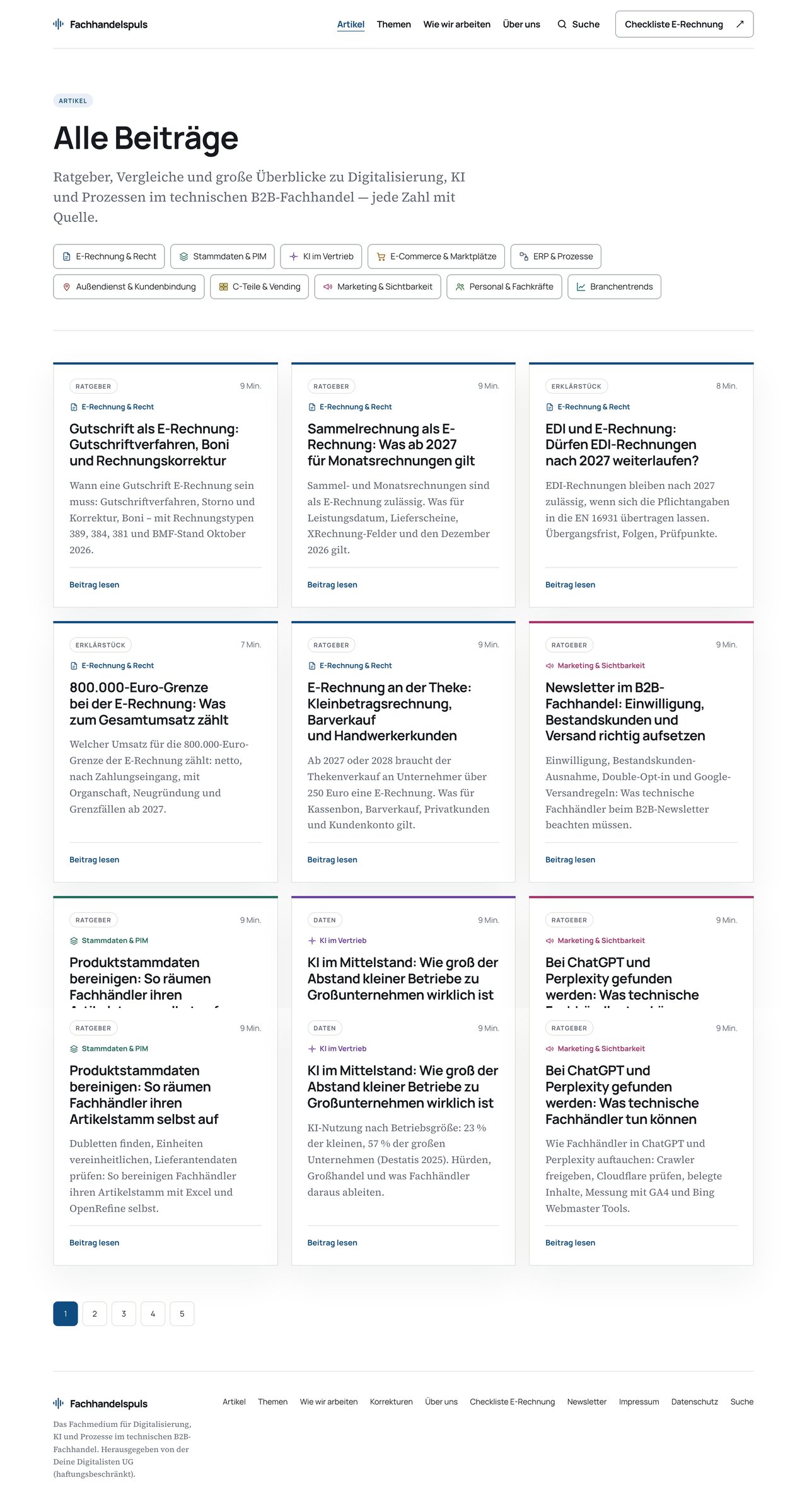Fachhandelspuls website, first three screens