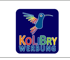 Kolibri Werbung Logo: blauer Kolibri mit bunten Flügeln über dem Schriftzug "KOLIBRY WERBUNG".