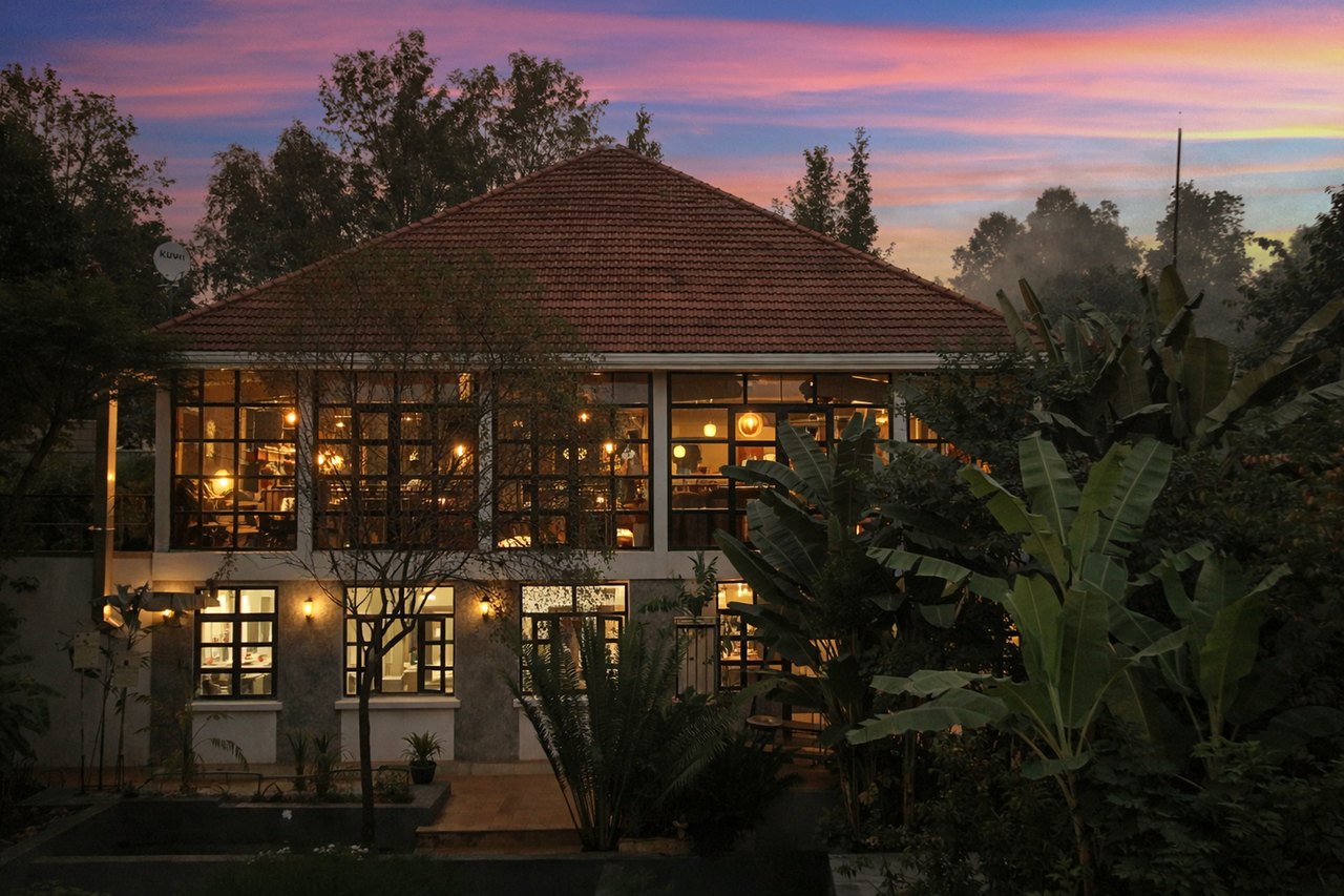 Main house at dusk
