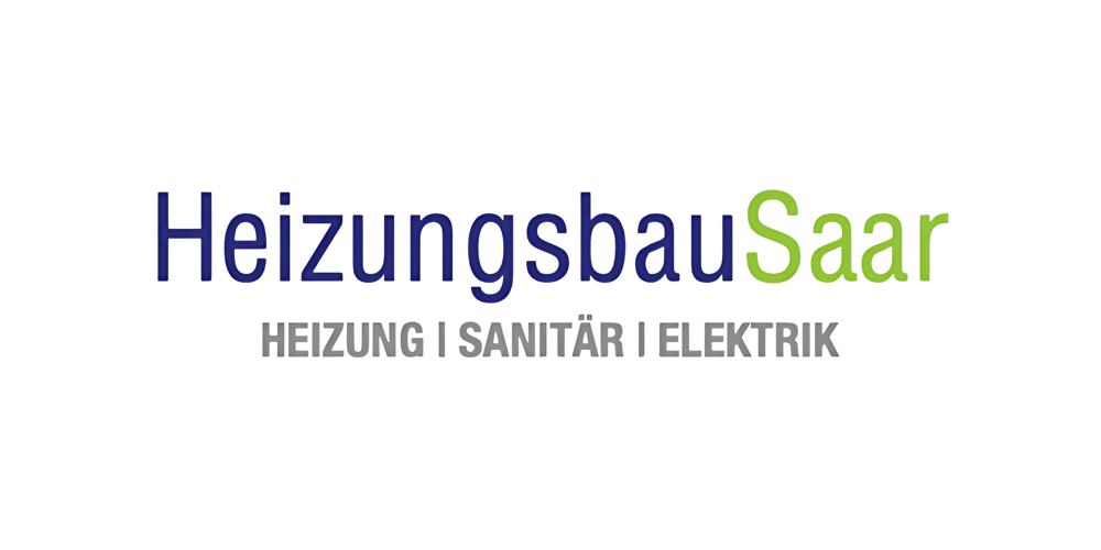 Logo "HausbauSaar" in Blau und Grün, darunter "NEUBAU | SANIERUNG | HEIZUNG" in Grau.