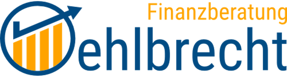 Logo der Finanzberatung Oehlbrecht mit einem Balkendiagramm und aufsteigendem Pfeil in Blau und Gelb auf schwarzem Grund