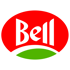 Weißes Bell Logo in einem rot-grünen Oval auf schwarzem Hintergrund.