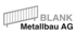 Logo: BLANK Metallbau AG mit Geländer-Symbol