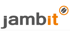 Das Logo von Jambit zeigt den Firmennamen in dunklem Grau und Orange mit einem orangefarbenen Kreis-Symbol.