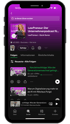 Smartphone-Display mit der Spotify-App und dem Podcast „LawPreneur“ von Sarah Samer in einer lila Benutzeroberfläche.