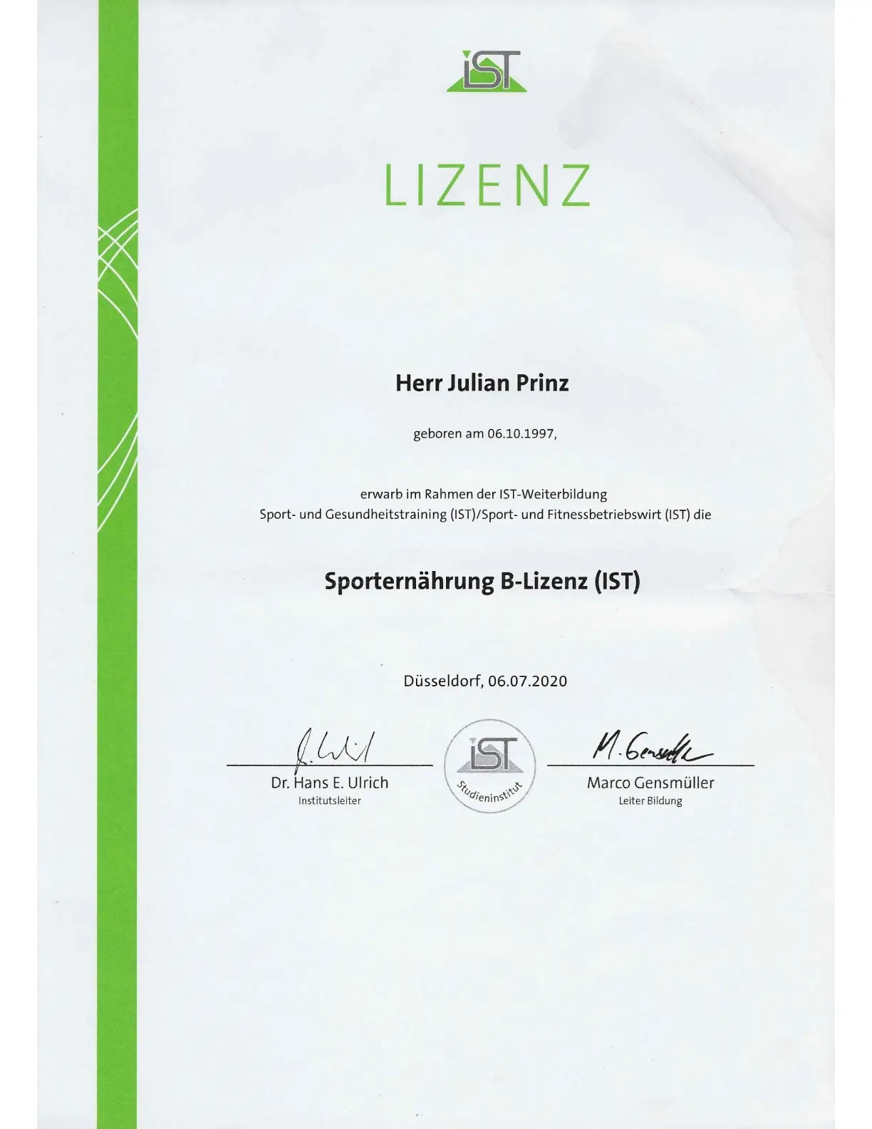 Sporternährung — B-Lizenz