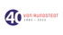 40 im blauen Kreis, daneben in Rot "VON RUNDSTEDT" und darunter in Grau "1985 – 2025"