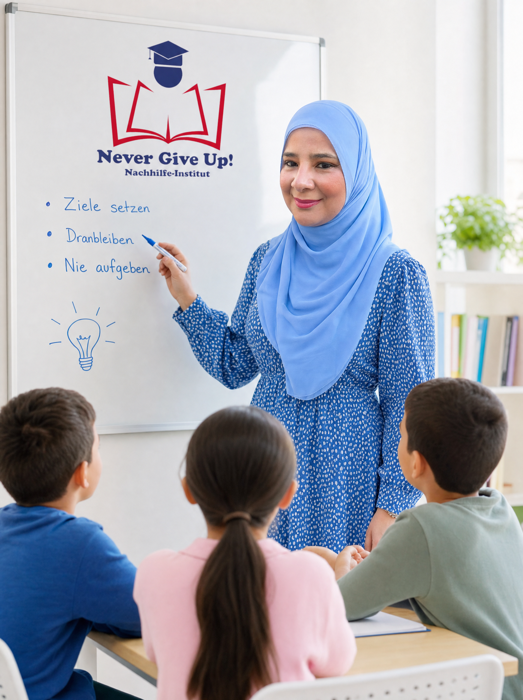 Fedoua El Founti unterrichtet am Whiteboard