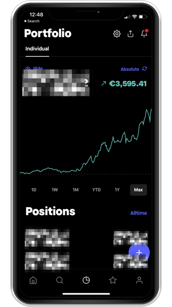 Portfolio-Wertentwicklung von Thomas, Screenshot aus dem Investor Hub