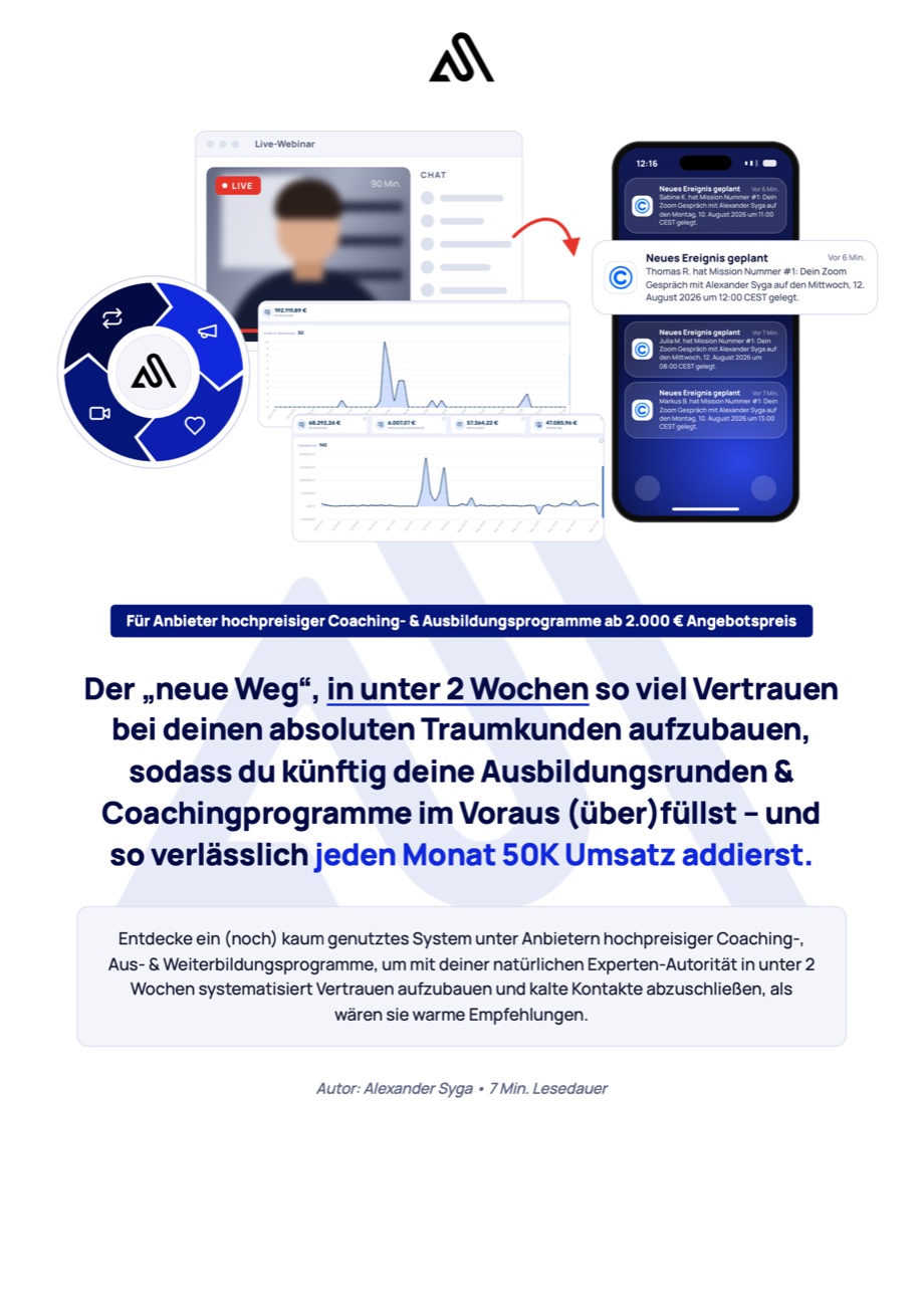 Strategie-Dokument Webinar-basiertes Vertriebssystem von Alexander Syga – Cover und Innenseiten