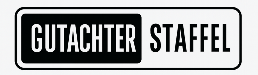 Gutachter-Staffel-Logo auf schwarzem Hintergrund – Expertise für die Analyse von digitalen Sabotagen