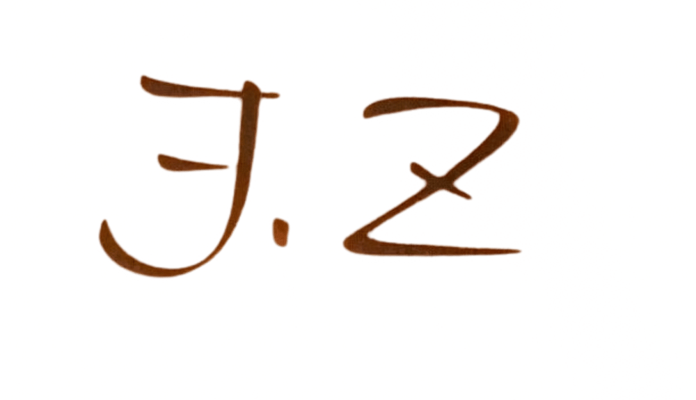 Dunkelbraune Initialen "J. Z." auf hellem Holz.
