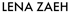 Schwarzer Schriftzug LENA ZAEH in einer serifenlosen Großbuchstaben-Schriftart auf weißem Hintergrund.