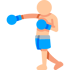 Boxer in blauen Shorts und Handschuhen, der einen linken Schlag ausführt.