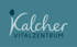 Logo des Kalcher Vitalzentrums mit geschwungenem Schriftzug auf blauem Hintergrund.