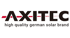 Axitec Logo mit dem Slogan high quality german solar brand und einem roten horizontalen Strich.