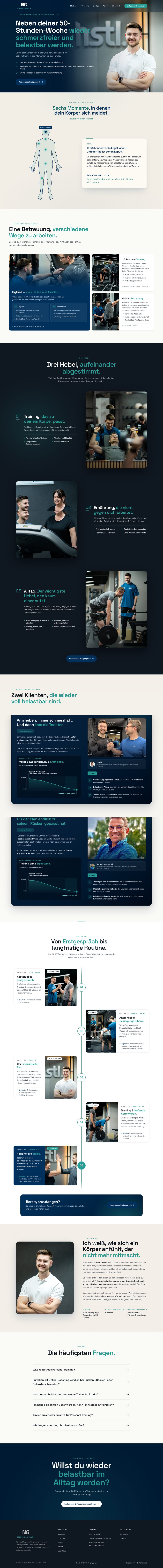 Website NG Fitness & Health zum Durchscrollen