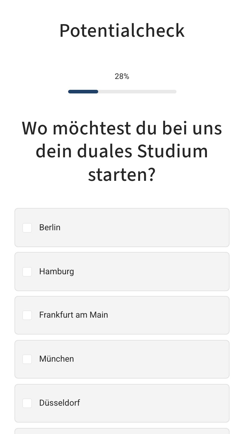 Die Frage nach dem Wunschstandort im Bewerbungsfunnel